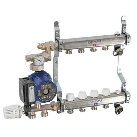 Salus Controls Gulvvarmeunit til 2 zoner - Shunt og fordelerrør