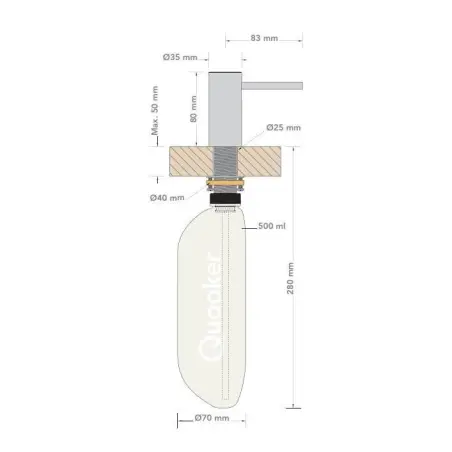Quooker Nordic sæbedispenser - Rustfrit Stål