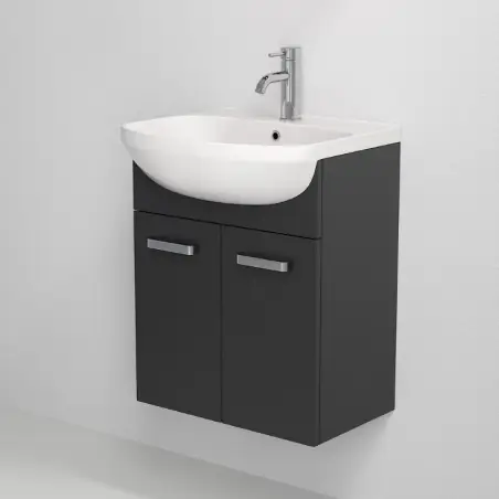 Vang baderumsmøbel med spejlskab, mat sort - 56 x 60 cm