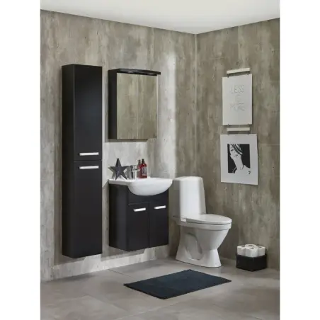 Vang baderumsmøbel med spejlskab, mat sort - 56 x 60 cm