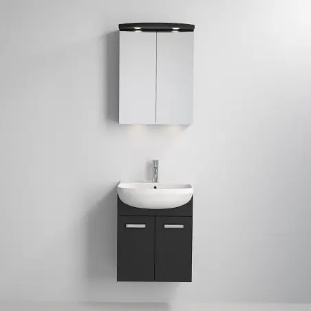 Vang baderumsmøbel med spejlskab, mat sort - 56 x 60 cm