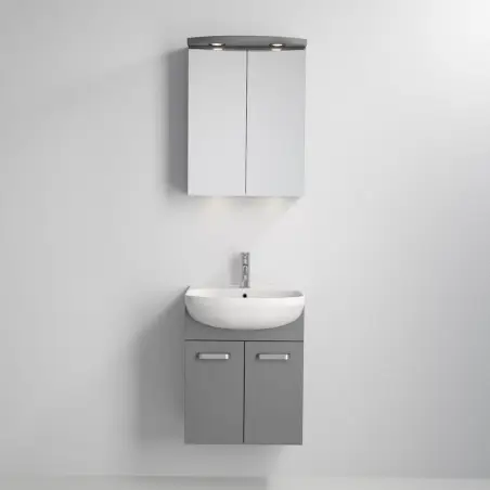 Vang baderumsmøbel med spejlskab, mat grå - 56 x 60 cm