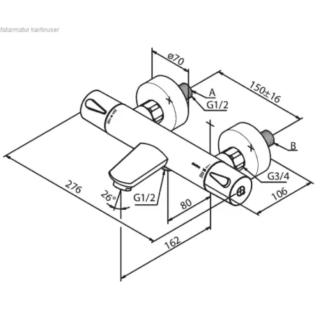 Damixa Silhouet termostatarmatur til kar-/brus - Børstet kobber