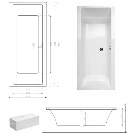 Danline Copenhagen spabad, platin-pakke - 170 x 75cm