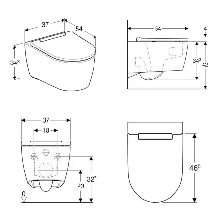 Geberit One væghængt toilet, inkl. sæde med Quick release & softclose - hvid