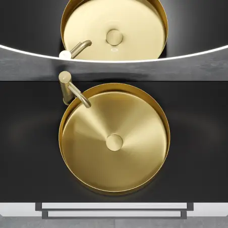 Lillestrøm fristående bordvask i børstet messing - Ø40 cm