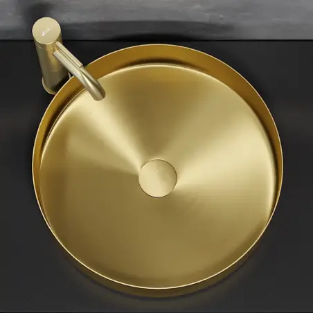 Lillestrøm fristående bordvask i børstet messing - Ø40 cm