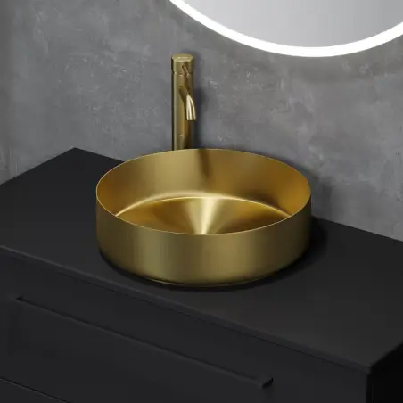 Lillestrøm fristående bordvask i børstet messing - Ø40 cm