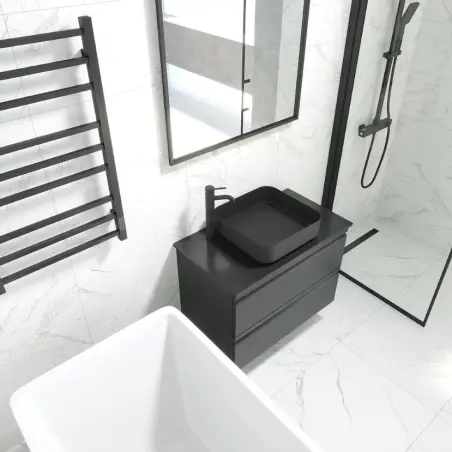 Larvik fristående bordvask i mat sort - 40,6 x 40,6 cm