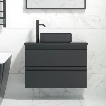 Larvik fristående bordvask i mat sort - 40,6 x 40,6 cm