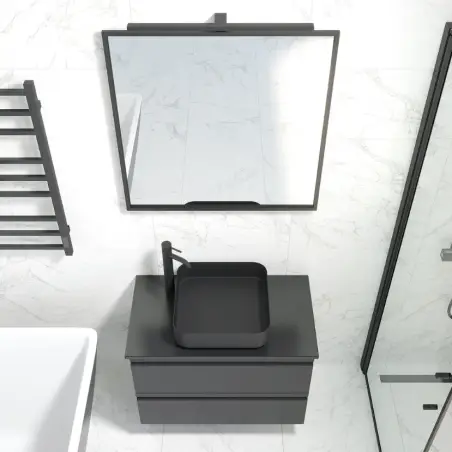 Larvik fristående bordvask i mat sort - 40,6 x 40,6 cm