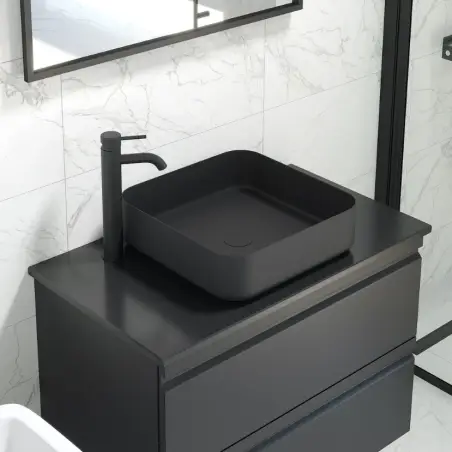 Larvik fristående bordvask i mat sort - 40,6 x 40,6 cm