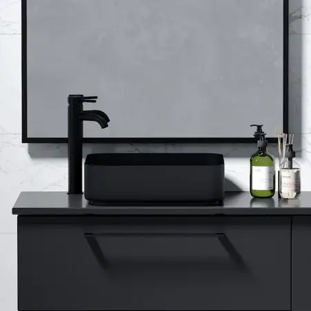 Larvik fristående bordvask i mat sort - 40,6 x 40,6 cm