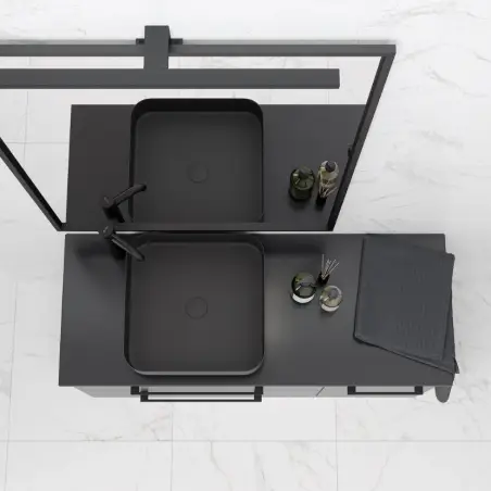 Larvik fristående bordvask i mat sort - 40,6 x 40,6 cm