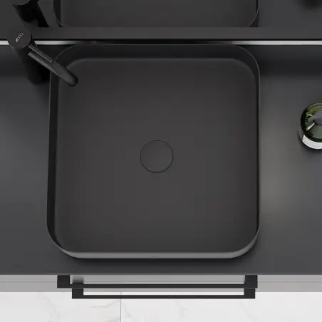 Larvik fristående bordvask i mat sort - 40,6 x 40,6 cm