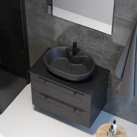 Tromsø fristående bordvask i sort - 59,5 x 41 cm