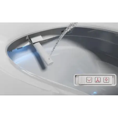 Væghængt duschtoilet inkl. soft-close toiletsæde, uden skyllekant