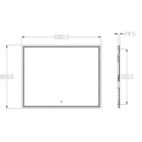 Cassøe Luca spejl med front og baggrundslys - 100 x 80 cm