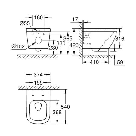 Grohe Euro Ceramic væghængt toiletskål