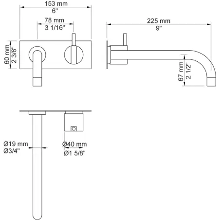 Vola 122X - 19 indbygningsarmatur - poleret messing natur