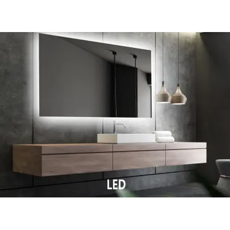 Nordic Bad Mona 1 firkantet LED-spejl, 140 x 80 cm