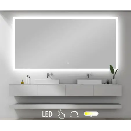 Nordic Bad Mie 2 firkantet LED-spejl, m/touch knap, 160 x 80 cm