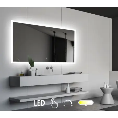 Nordic Bad Mie 2 firkantet LED-spejl, m/touch knap, 80 x 80 cm