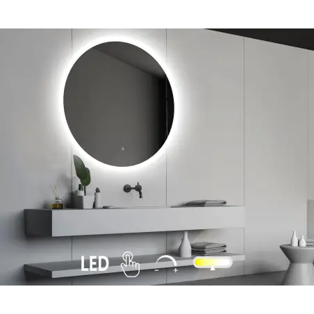 Nordic Bad Sandra 2 rundt LED-spejl, m/touch knap, Ø80 cm