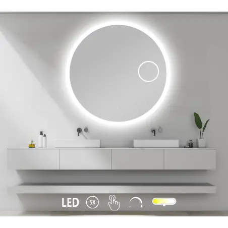 Nordic Bad Sandra 3 rundt LED-spejl, m/kosmetikspejl, Ø110 cm