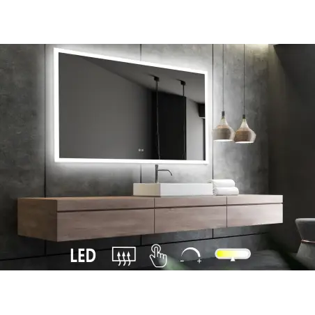 Nordic Bad Mie 4 firkantet LED-spejl, m/antidug, 100 x 80 cm