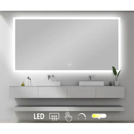 Nordic Bad Mie 4 firkantet LED-spejl, m/antidug, 90 x 80 cm