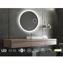 Nordic Bad Sandra 7 rundt LED-spejl, m/antidug, kosmetik og højtaler, Ø90 cm