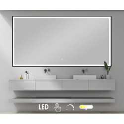 Nordic Bad Fie 2 LED-spejl, m/sort ramme, touch knap, 180 x 80 cm