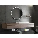 Nordic Bad Janni 2 LED-spejl, m/sort ramme, touch knap, Ø110 cm
