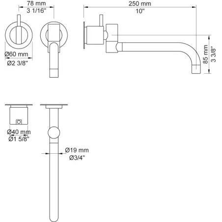 Vola 131 - 59 indbygningsarmatur med svingtud i børstet messing natur