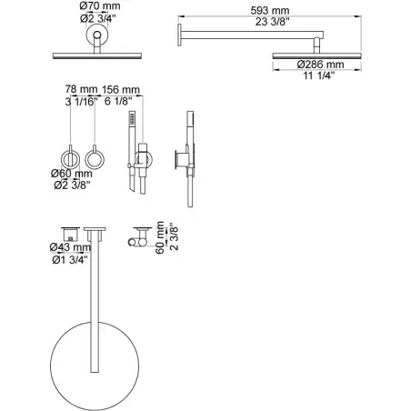 Vola 2471-061 - 59 indbygningsarmatur i børstet messing natur