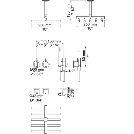 Vola 2471-051A - 59 indbygningsarmatur i børstet messing natur