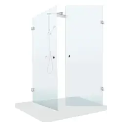 Hjørneløsning dør + dør, 8 mm, B: max 900 x 900 x H: max 2000mm - på specialmål