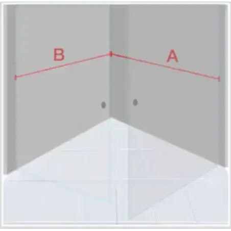 Hjørneløsning dør + dør, 8 mm, B: max 900 x 900 x H: max 2000mm - på specialmål