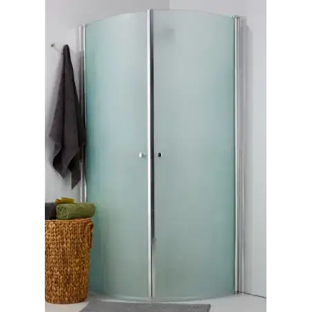 TopDesign Brusehjørne 8mm, frostet buet glas - 86x86x197cm - komplet sæt