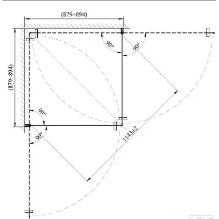 Nortiq Kalmar Brusehjørne, klar glas, sort profil med sprosser - 90 x 90 cm