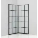 Nortiq Kalmar Brusehjørne, klar glas, sort profil med sprosser - 90 x 90 cm