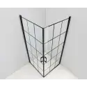Nortiq Kalmar Brusehjørne, klar glas, sort profil med sprosser - 90 x 90 cm