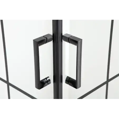 Nortiq Kalmar Brusehjørne, klar glas, sort profil med sprosser - 90 x 90 cm