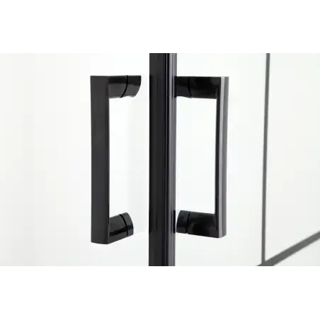 Nortiq Kalmar Brusehjørne, klar glas, sort profil med sprosser - 90 x 90 cm