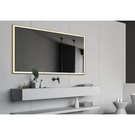 Nordic bad led spejl med ramme i børstet messing