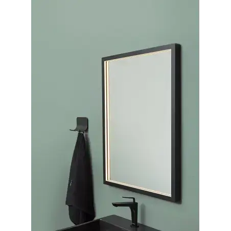 Cassøe Milano firkantet spejl med lys og sort ramme - 120 x 80 cm