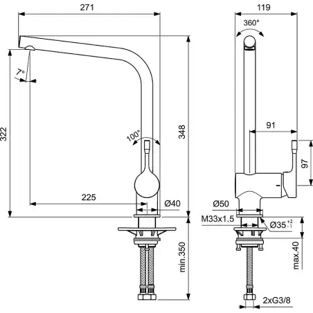 Ideal Standard Ceralook Køkkenarmatur Silk Black - mat sort
