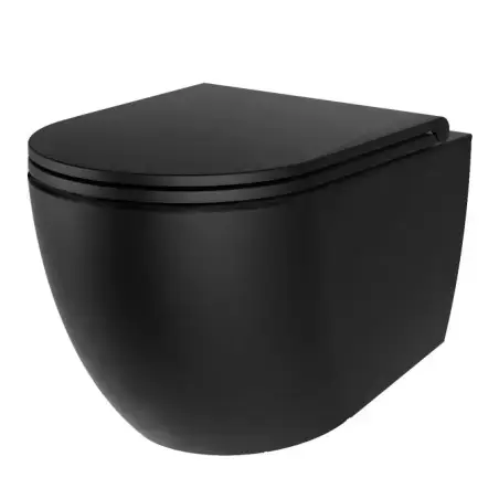 mat sort væghængt toilet