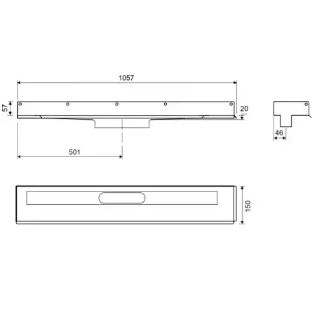 Afløbsarmatur 1000 mm